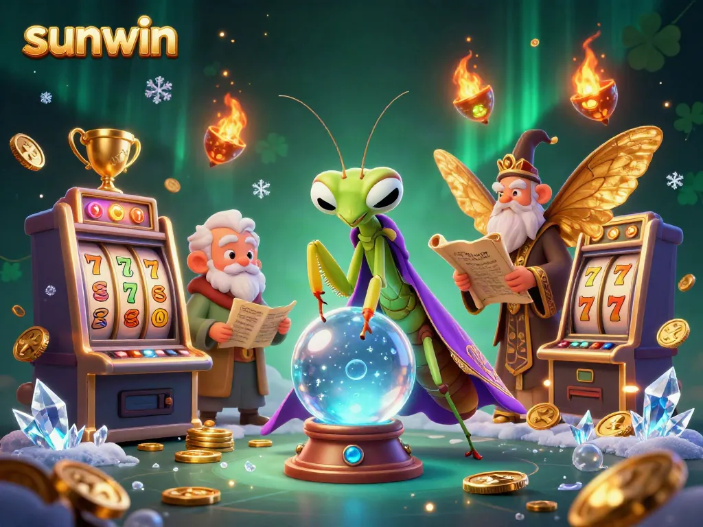 Experience thrilling wins at sunwin with an enchanting casino scene featuring a fortune teller and magical elements.
