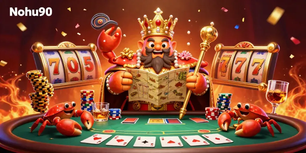 Nohu90 offers exciting gambling experiences with colorful slot themes and a dazzling crab emperor.