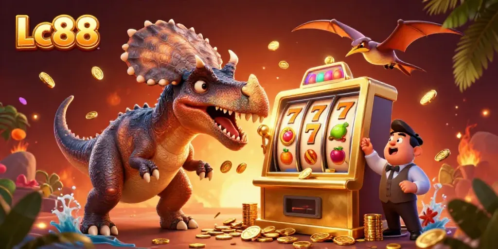 Experience the thrilling Lc88 jackpot as cartoon dinosaurs create a casino spectacle!