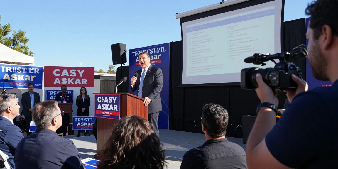 Casey Askar addressing a crowd during an intense political debate on community values.