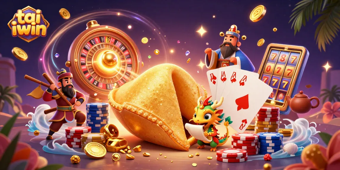 Spin to win with tai iwin in a vibrant golden fortune scene full of luck and excitement.