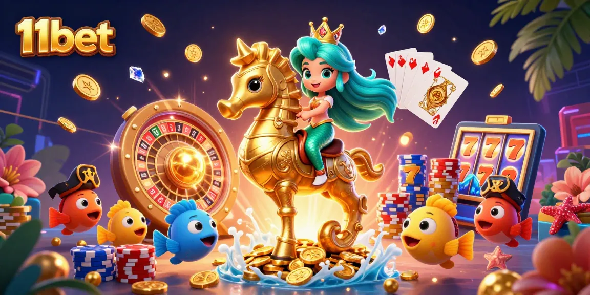 Experience thrilling moments with 11bet in this dynamic casino-themed mermaid scene.
