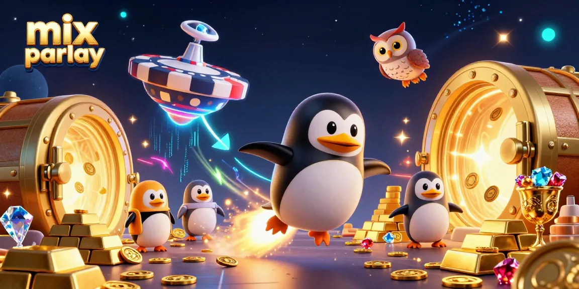 Engage with the mix parlay experience through captivating gambling adventures, showcasing a dynamic cartoon scene.