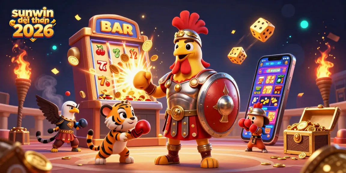 Engage in exciting moments with sunwin đổi thưởng 2026, showcasing a vibrant casino scene featuring animated characters and dynamic game elements.