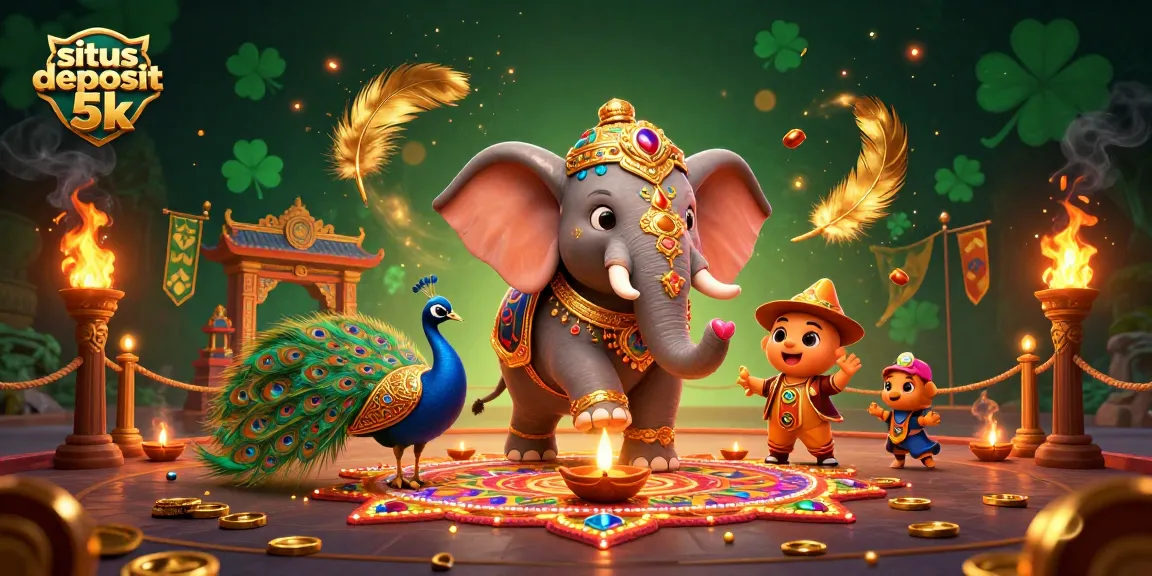 Engage with situs deposit 5k and witness a vibrant 3D casino scene filled with fortune symbols.